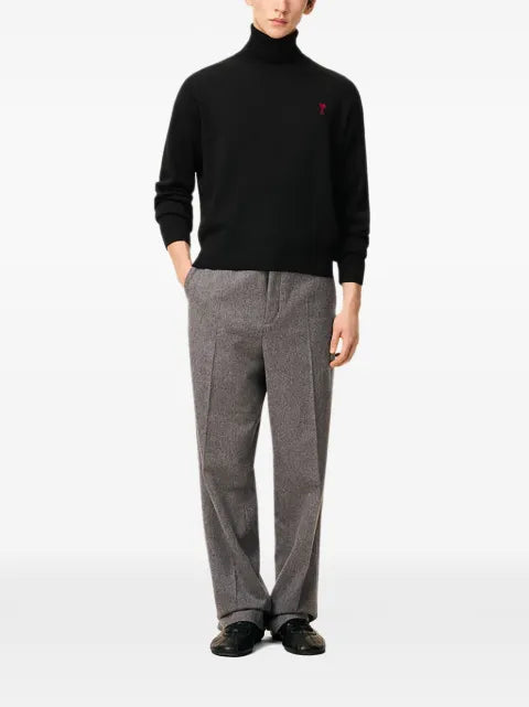 AMI Paris black wool Ami de Coeur turtle neck sweater