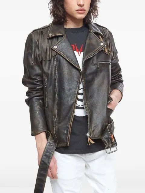 Htc Los Angeles Mick fringe-detail leather jacket