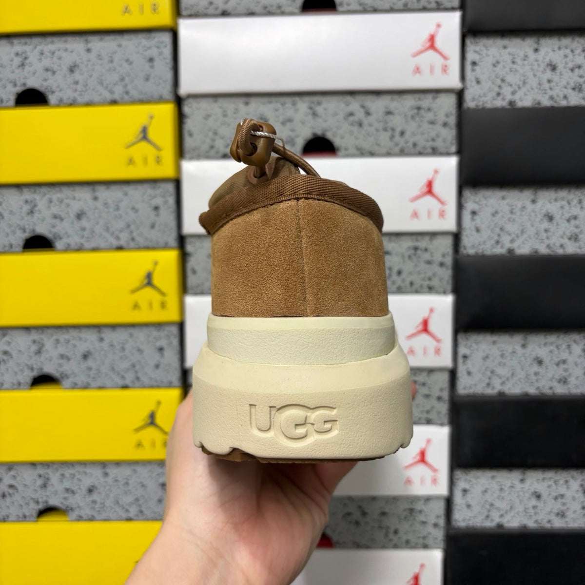 UGG Neumeel Deco Slip-On – Suede Moccasin Sneaker with Cream Lug Sole & Drawstring Collar in Chestnut