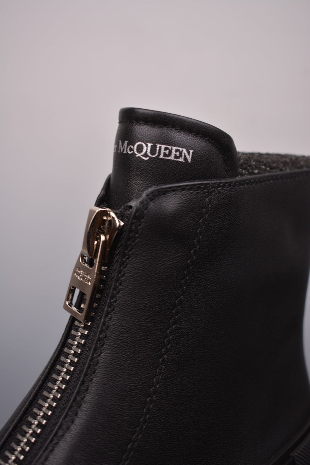 Alexander McQueen Tread Slick Front-Zip Ankle Boots