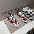 Vans Men's Checkerboard Red Accent Sneakers
