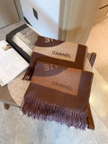 Chanel Fringed Logo Scarf Shawl