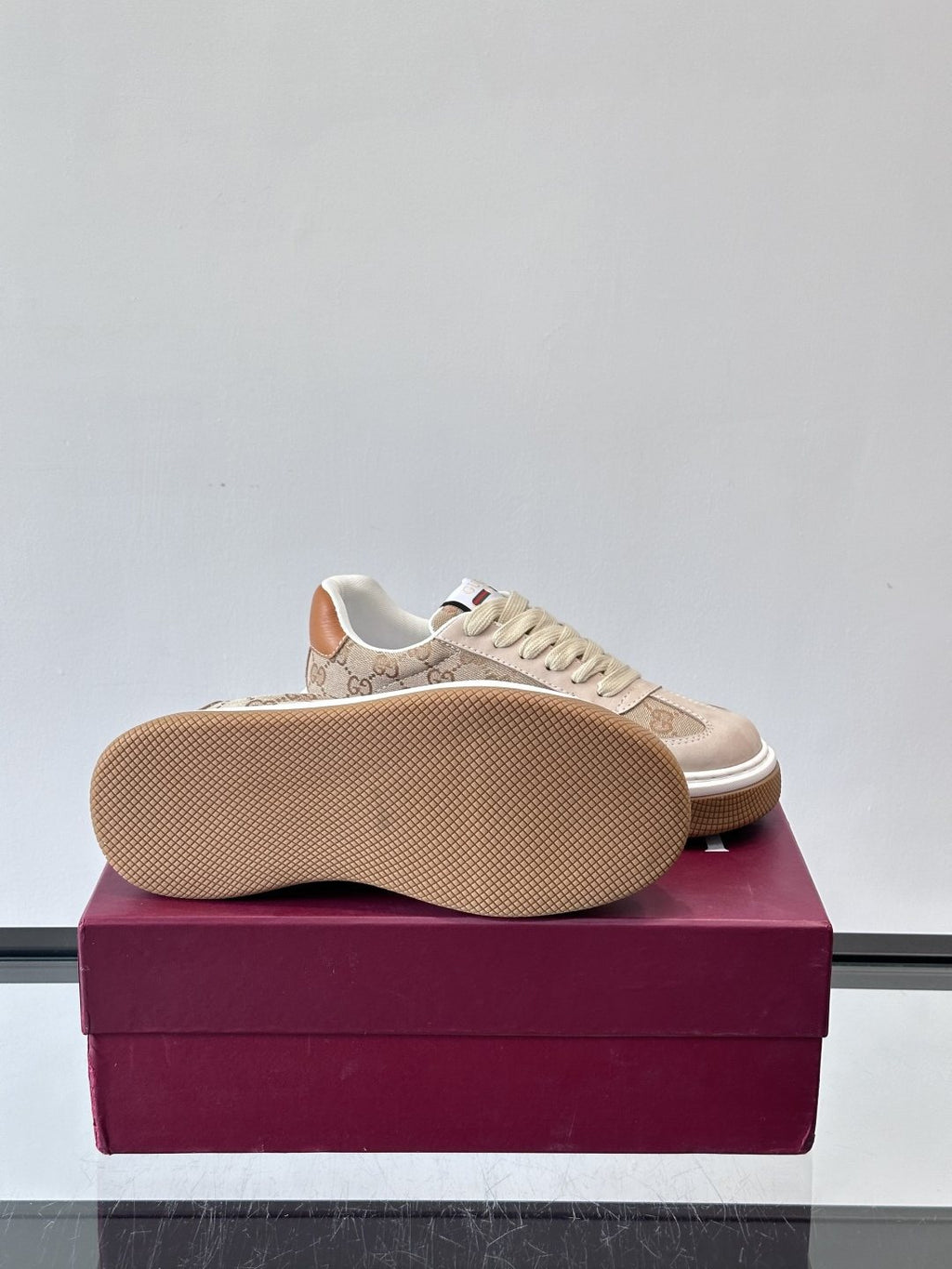 Gucci Men's Beige Patterned Panel Sneakers