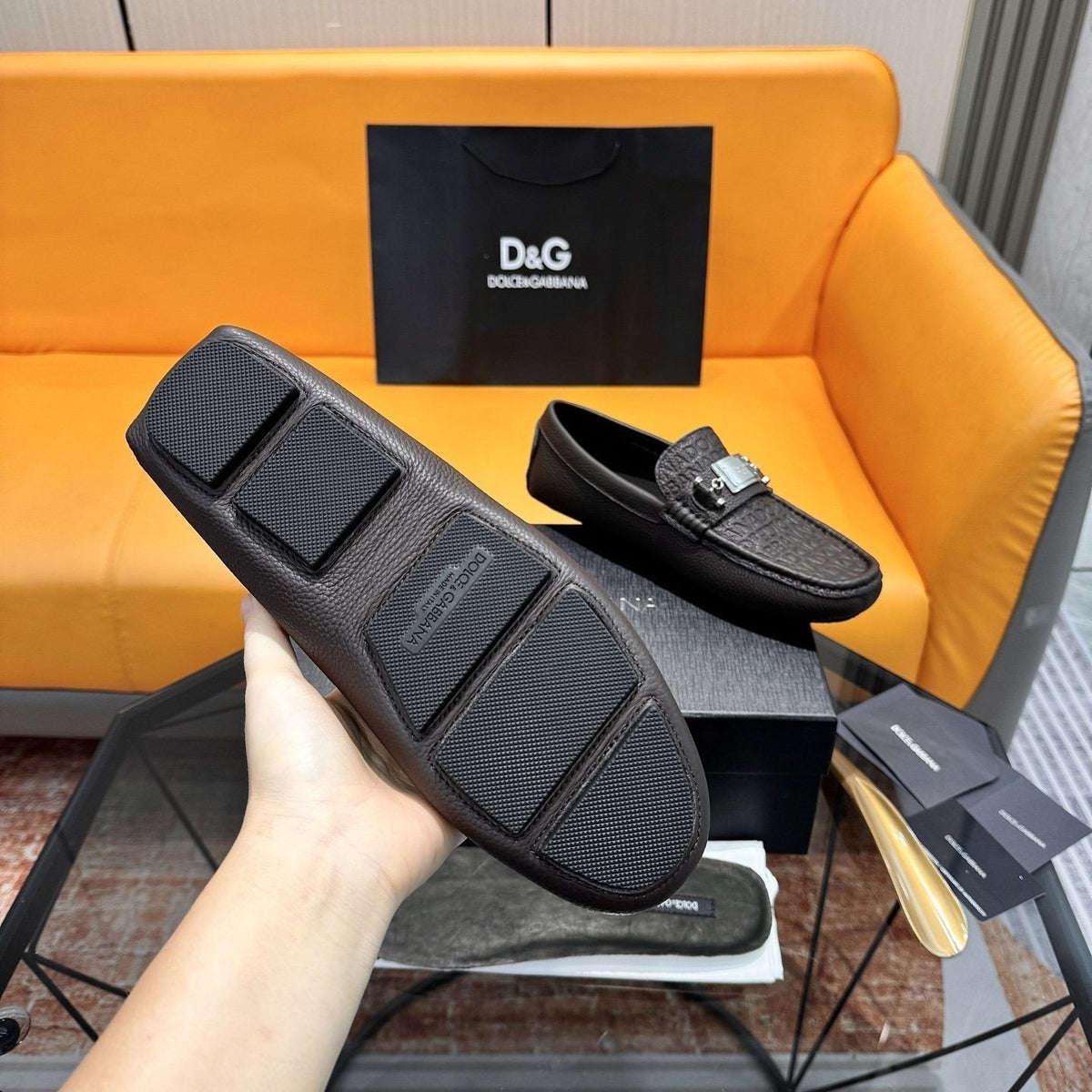 Dolce & Gabbana Embossed Leather Driving Loafers